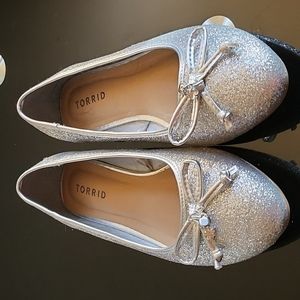 Sparkly silver flats